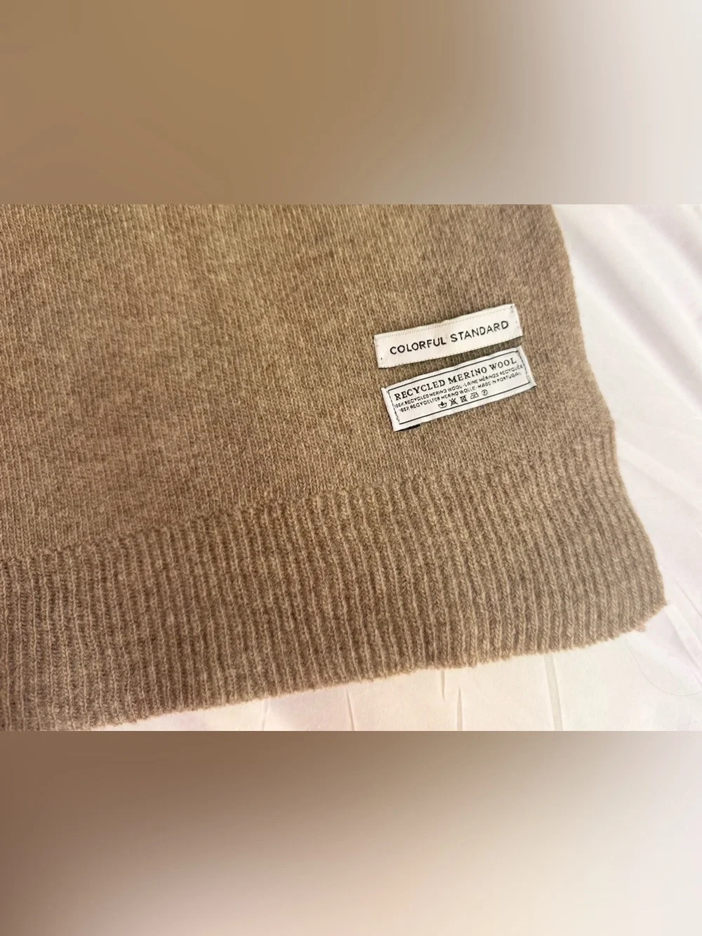 Colorful Standard Merino Wool Scarf, Marled Tan